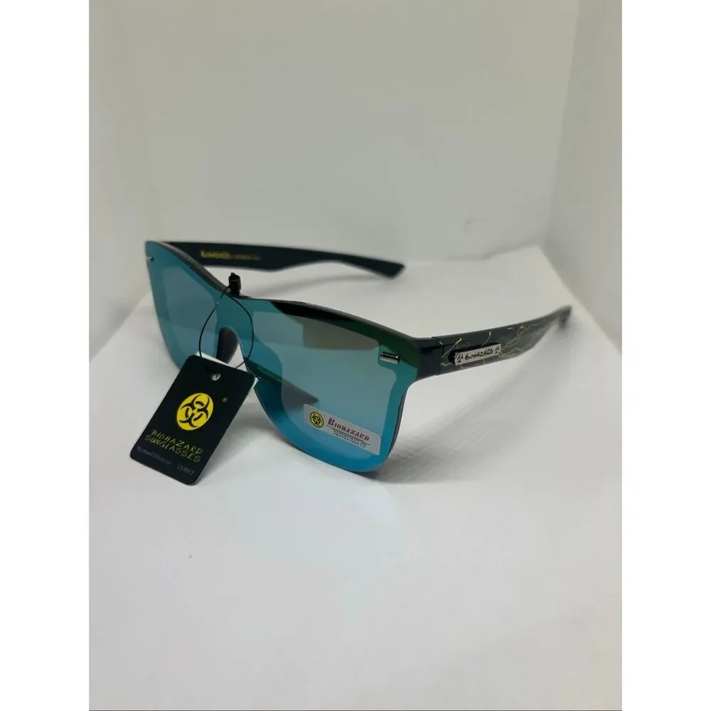 Biohazard Shield Sunglasses UV400 Mirrored Lens Wraparound Unisex